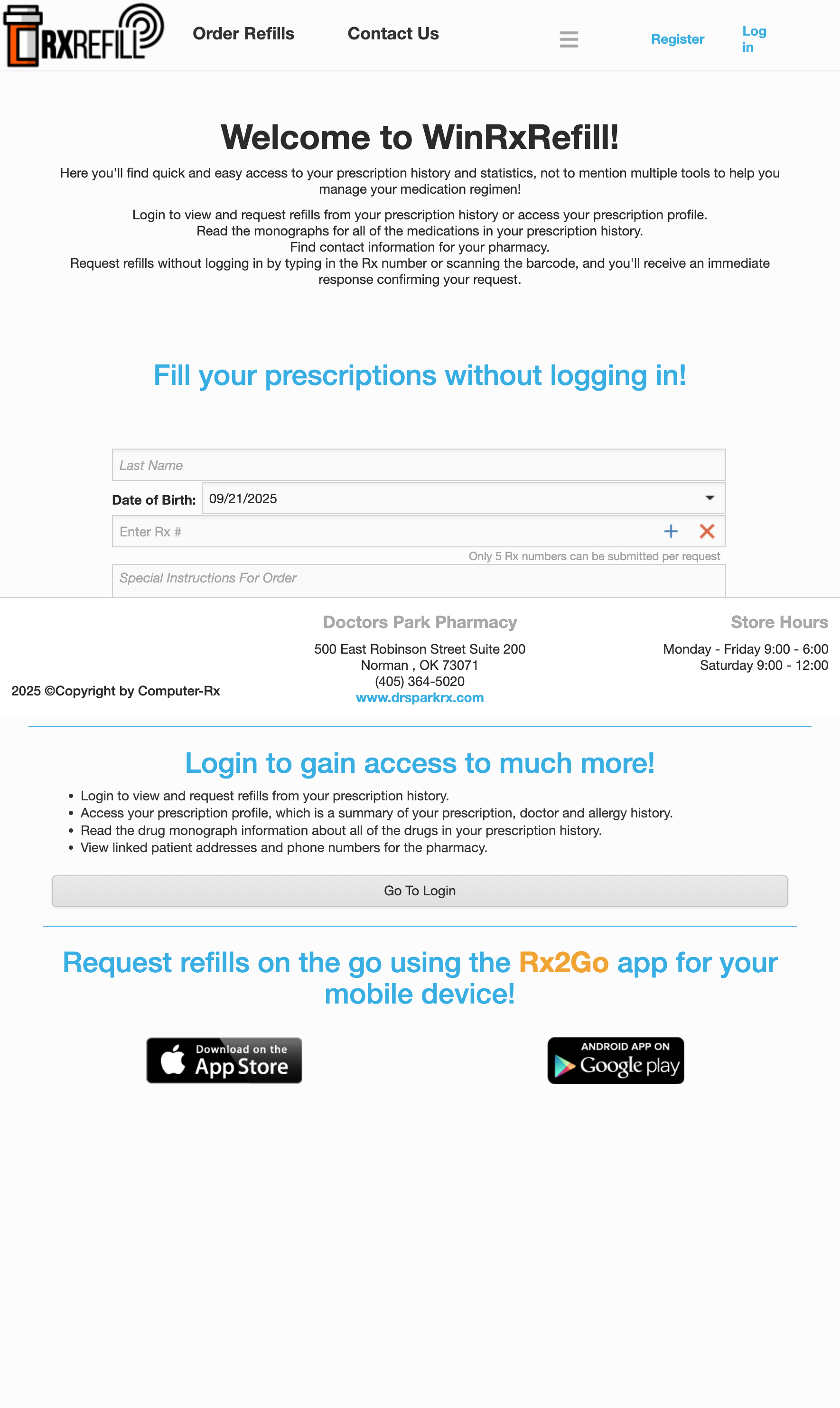 DrParkRx Rx Refill Portal