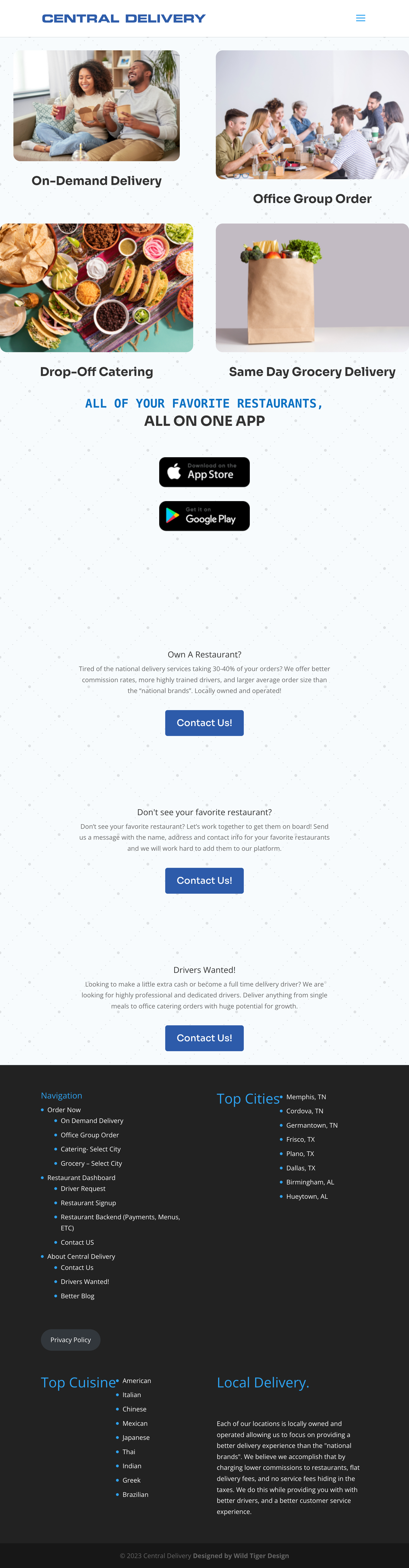 Central Delivery Homepage