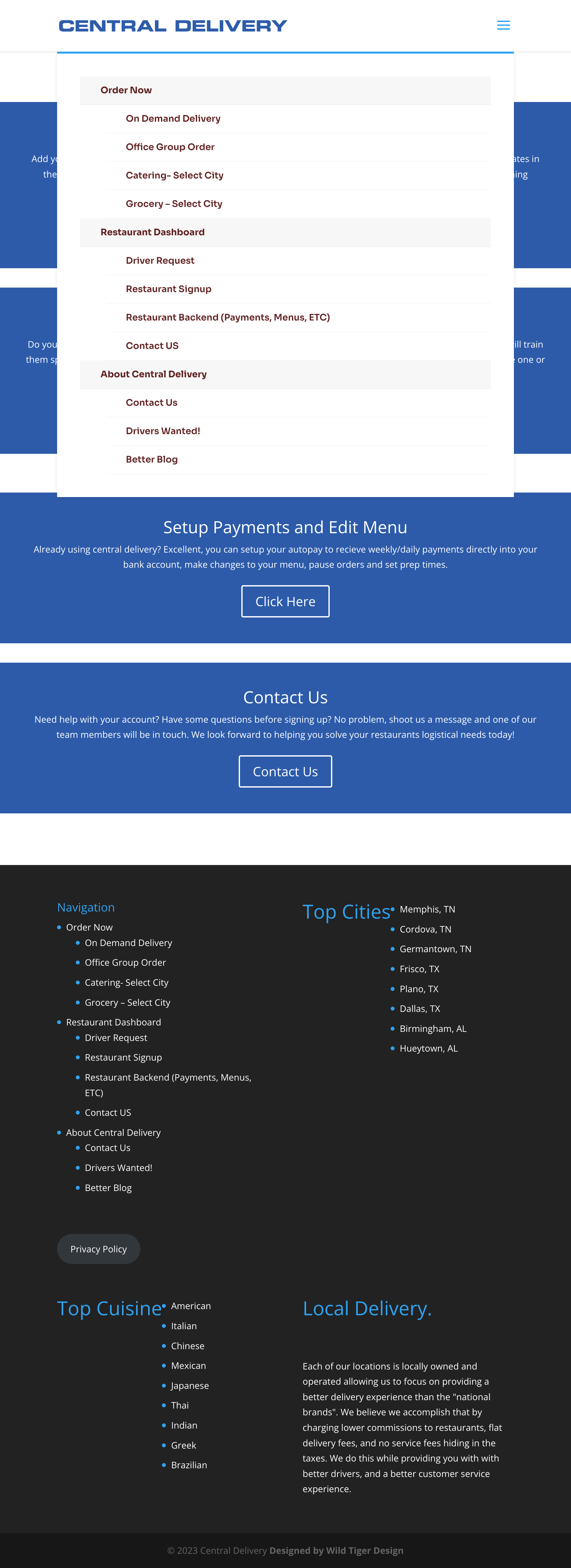 Central Delivery Restaurant Dashboard