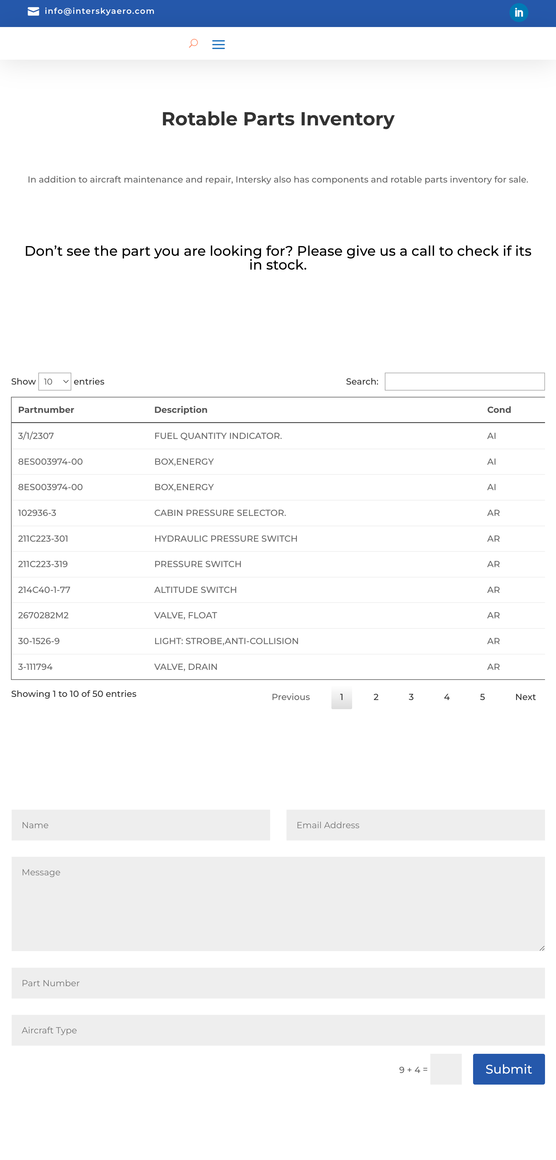 Intersky Aerospace Rotable Inventory